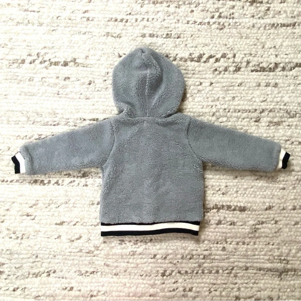Monica + Andy Grey Sherpa Bomber Hooded Jacket, 3T, NWOT